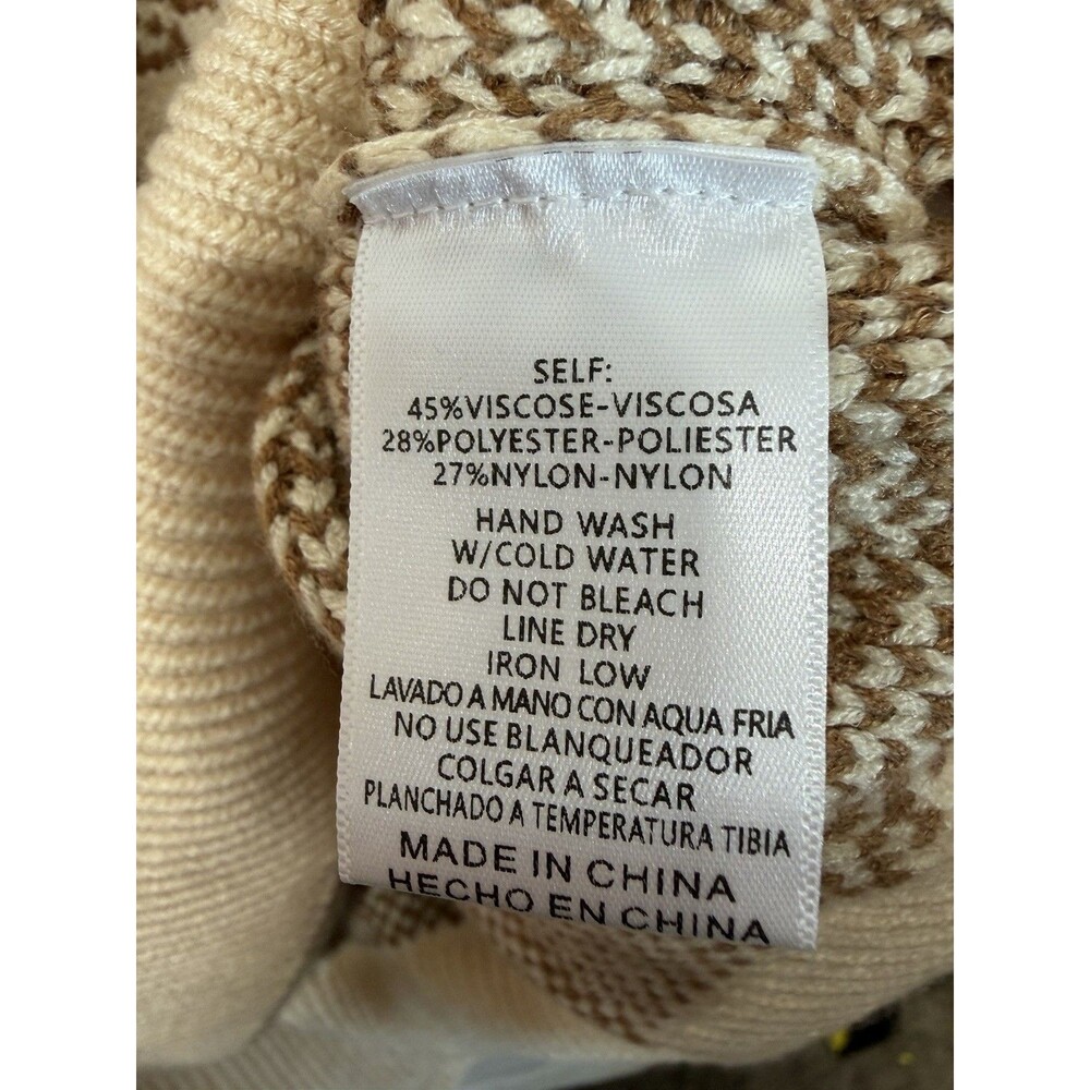 &merci Floral Jacquard Sweater Vest Cream Brown Side Tie Bow Scallop Sz M NWT - Picture 14 of 14